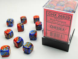Chessex Gemini Blue-Red/Gold 36 Dice – D6 – 12mm