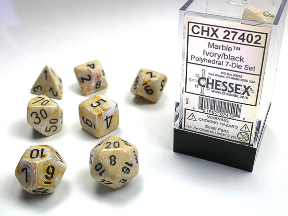 Chessex Marble Ivory/black 7-Die Set