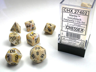 Chessex Marble Ivory/black 7-Die Set