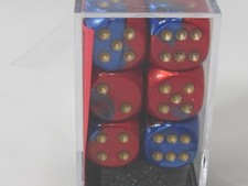 Chessex Gemini Blue-Red/gold Dice Set Includes 12 Dice – D6 – 16mm