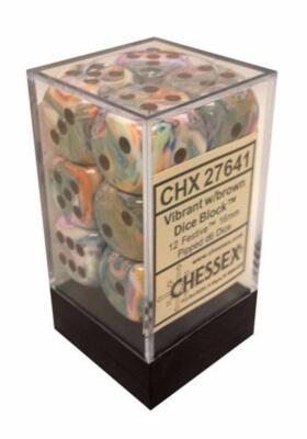Chessex Festive Vibrant/brown Dice Set Includes 12 Dice – D6 – 16mm