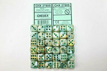 Chessex Marble Green/dark green 36 Dice – D6 – 12mm